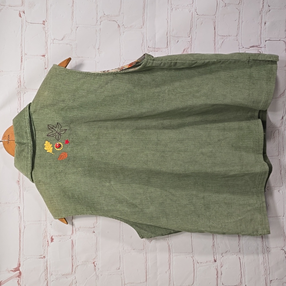 VTG Baxter & Wells Cotton Green Corduroy Fall Vest Womens Size Large - Picture 10 of 14
